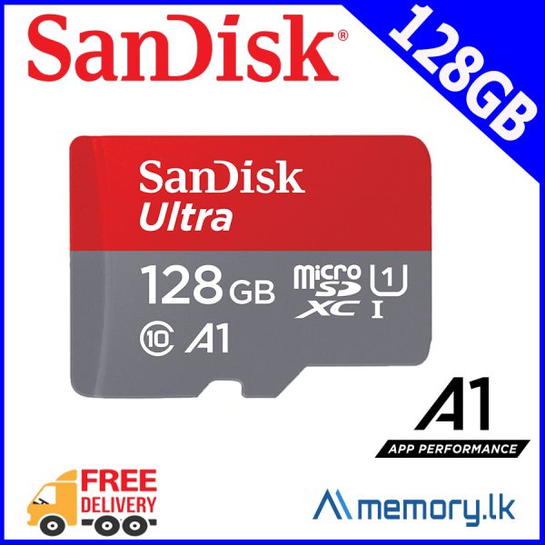 SanDisk 128GB Ultra microSDXC UHS-I Memory Card with Adapter - 100MB/s, C10, U1, Full HD, A1, Micro SD Card